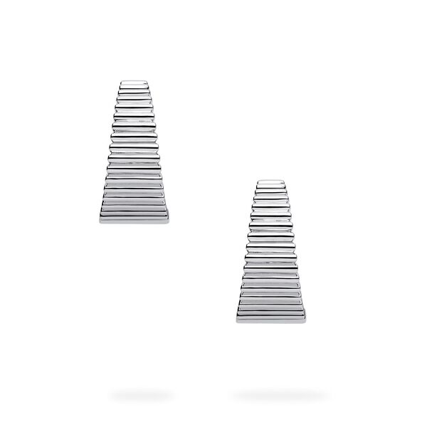 Silver Pleated Tapered Hoops